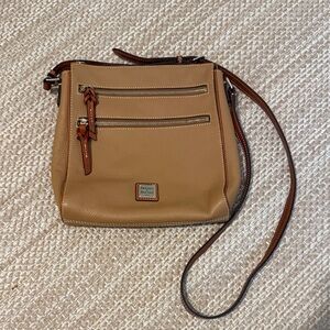 Dooney & Bourke Tan Large Peyton Triple Zip Crossbody Bag